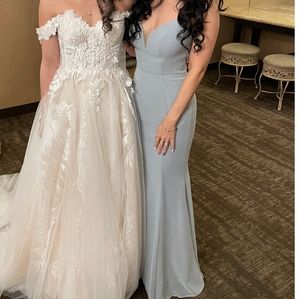 Azazie dolphin grey bridesmaid dress